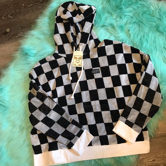 obey checkered hoodie